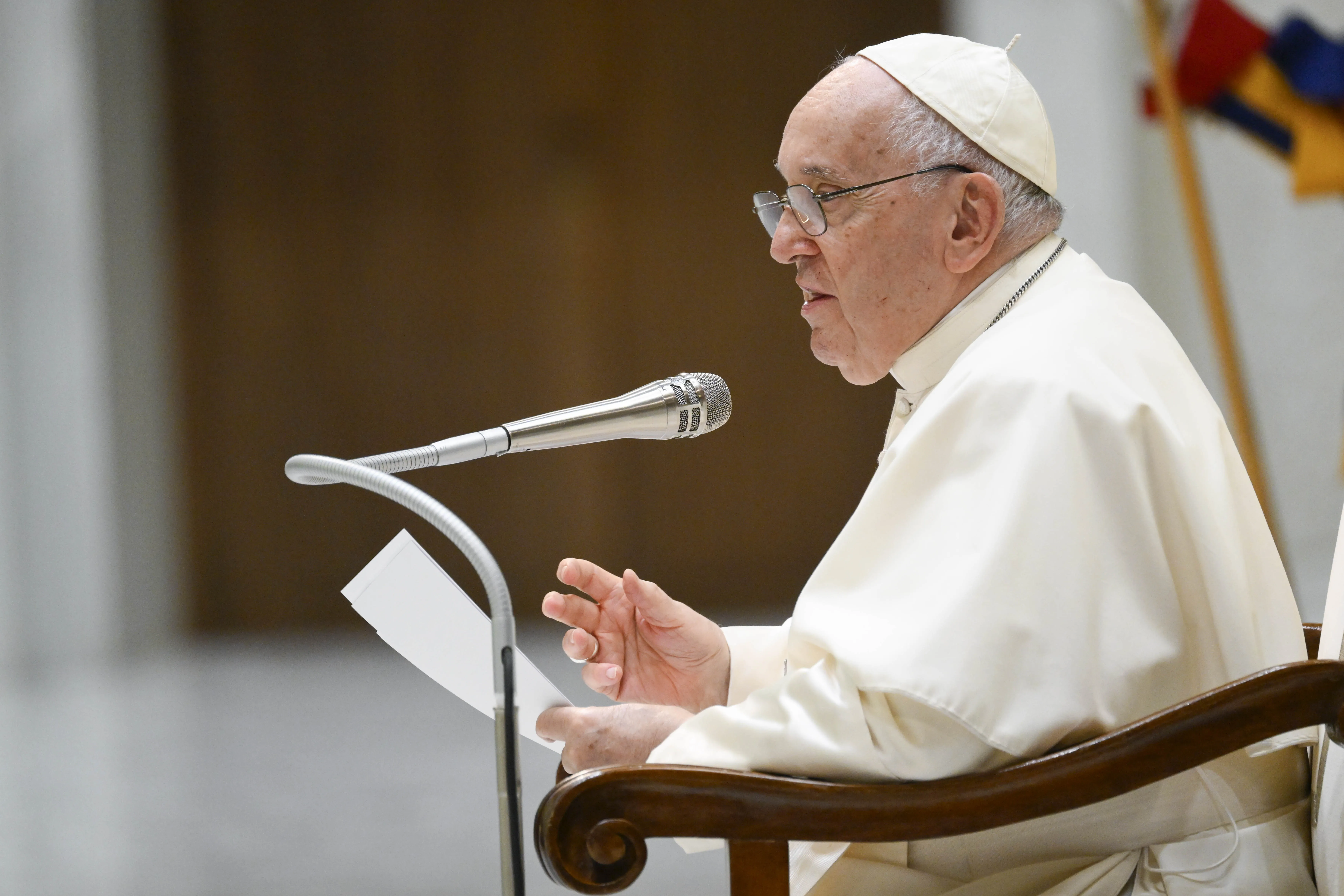 Pope Francis speaks at the general audience on Aug. 23, 2023.?w=200&h=150