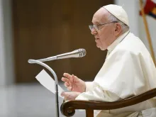 Pope Francis speaks at the general audience on Aug. 23, 2023.