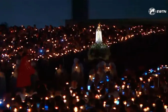 Thousands prayed for peace at the Fatima shrine in Portugal Oct. 12, 2023. Credit: EWTN