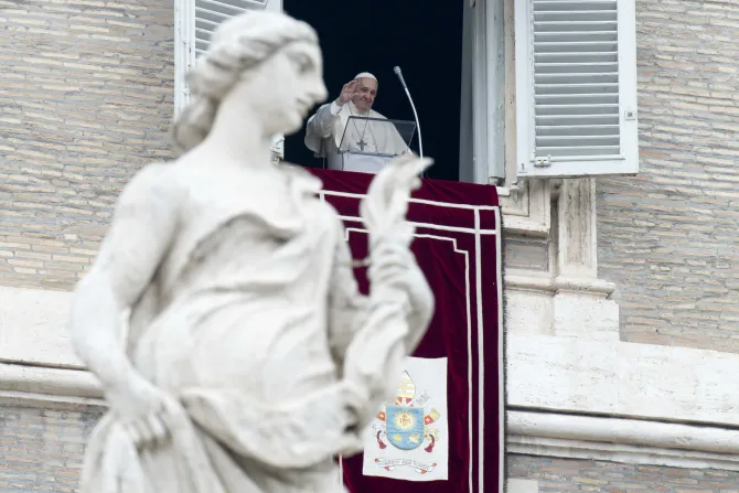 Pope Francis delivers the Angelus address on Jan. 30, 2022.
