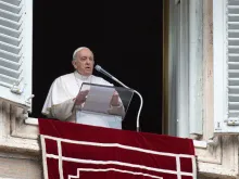 Pope Francis delivers his Angelus address at the Vatican, Feb. 27, 2022.