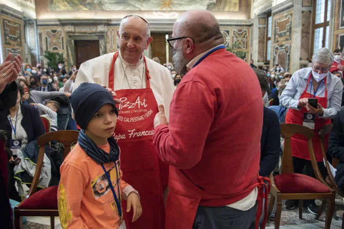 Pope Francis met with the Italian Autism Foundation in the Vatican's Clementine Hall on April 1, 2022.