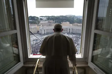 Pope Francis delivers the Angelus address on Oct. 23, 2022.