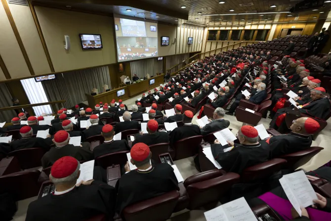 The extraordinary consistory of cardinals meets at the Vatican's Synod Hall, Aug. 29, 2022.
