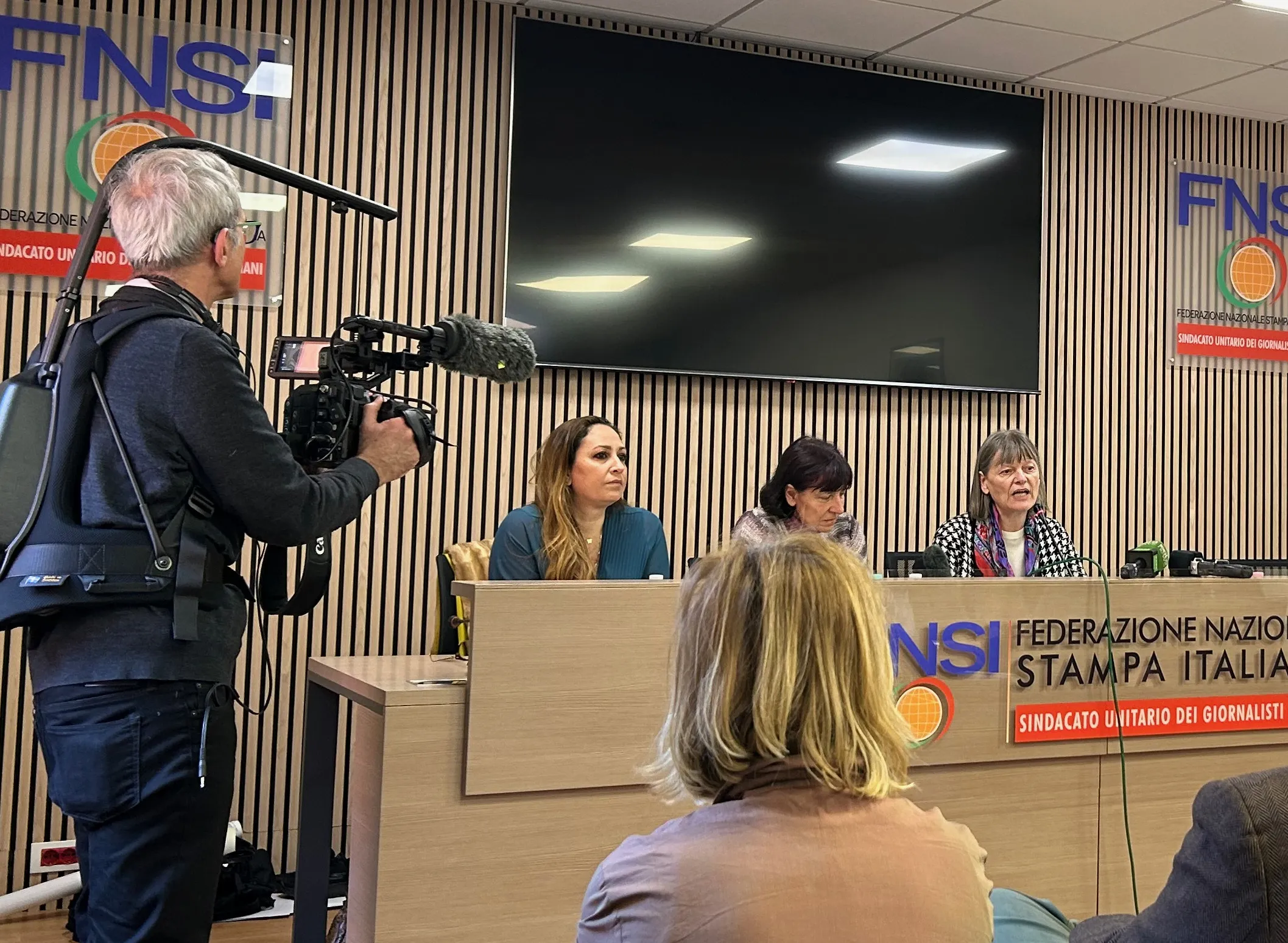 Lawyer Laura Sgro, left, sits with Gloria Branciani, center, and Marjiam Kovač, during a press conference in Rome on Feb. 21, 2024. Branciani and Kovač allege that they were subjected to spiritual, psychological and sexual abuse by famous mosaic artist Father Marko Rupnik.?w=200&h=150