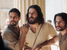 Left to right: Simon Zee (Alaa Safi), Jesus (Jonathan Roumie), and Simon Peter (Shahar Isaac) in Season Four of "The Chosen," releasing exclusively in theaters starting Feb. 1, 2024.