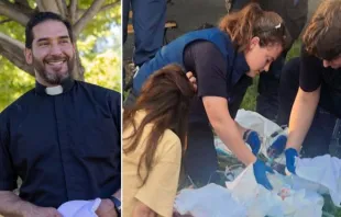 Father Jesús Mariscal recently helped a homeless woman give birth to twins outside St. Paul Cathedral in Yakima, Washington . Credit: Catholic Extension