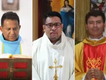 (From left to right) Father Julio Ricardo Norori, Father Iván Centeno, and Father Cristóbal Gadea were arrested Oct. 1, 2023, by the Nicaraguan government.