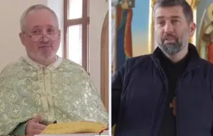 Father Ivan Levystky (left) and Father Bohdan Geleta (right) Credit: Donetsk Bishop's Exarchy