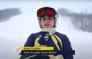 Sarah Escobar represents Ecuador in the 2022 Beijing Winter Olympics YouTube screenshot taken from ecuadorolimpicotv