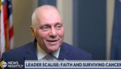 U.S. House Majority Leader Steve Scalise says he is “very blessed” that doctors caught his cancer early enough and that the treatments worked.