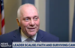 U.S. House Majority Leader Steve Scalise says he is “very blessed” that doctors caught his cancer early enough and that the treatments worked. Credit: EWTN News Nightly/Screenshot
