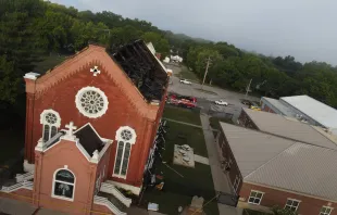 Mary Queen of Angels Catholic Church in Fort Scott, Kan., damaged after a fire, Aug. 30, 2022. Kenny Felt