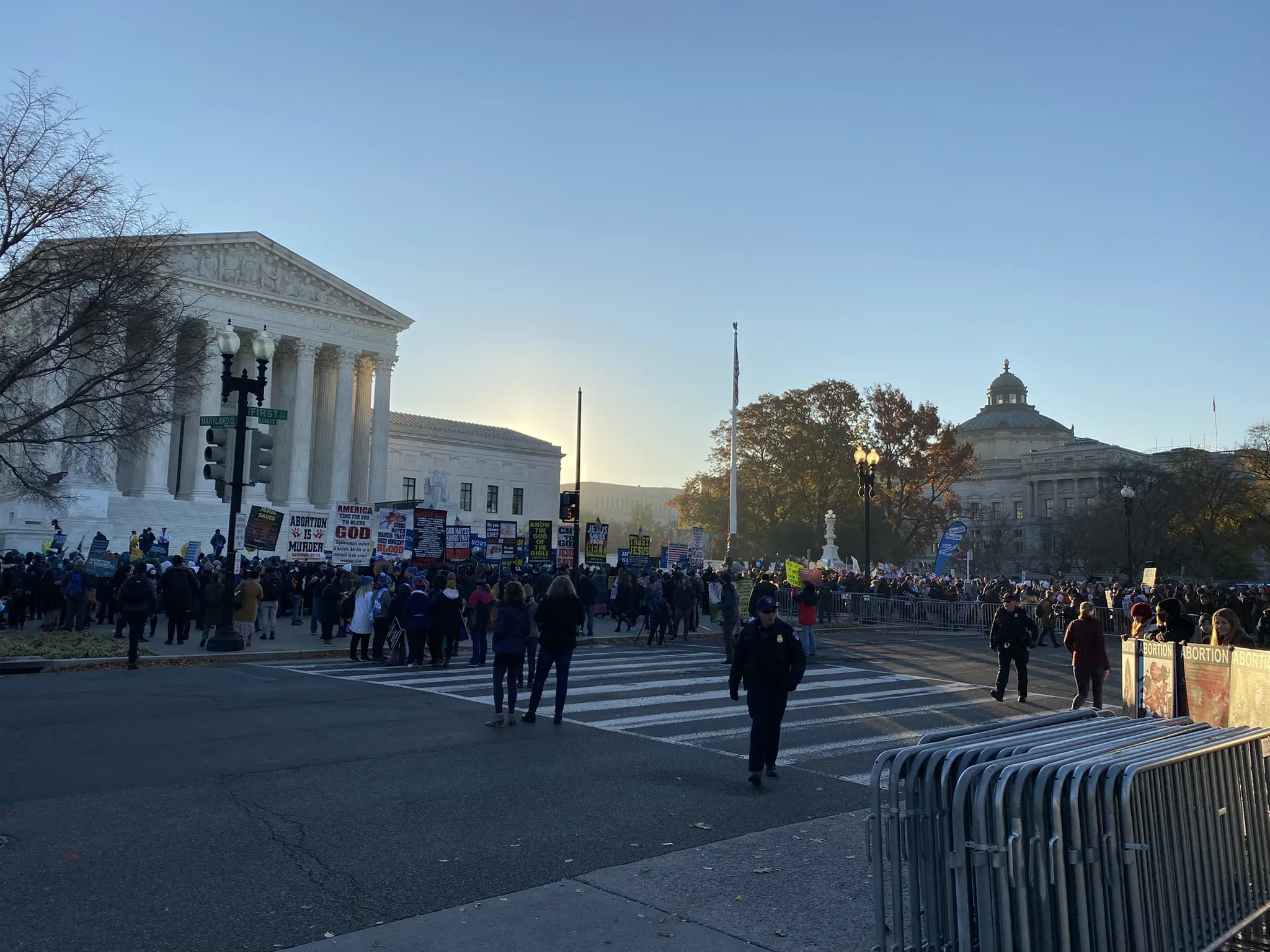 Groups gathered outside the Supreme Court on Wednesday, Dec. 1, ahead of oral arguments in the case Dobbs v. Jackson Women's Health.?w=200&h=150