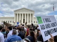 The scene outside the U.S. Supreme Court in Washington, D.C., after the court released its decision in the Dobbs abortion case, June 24, 2022.
