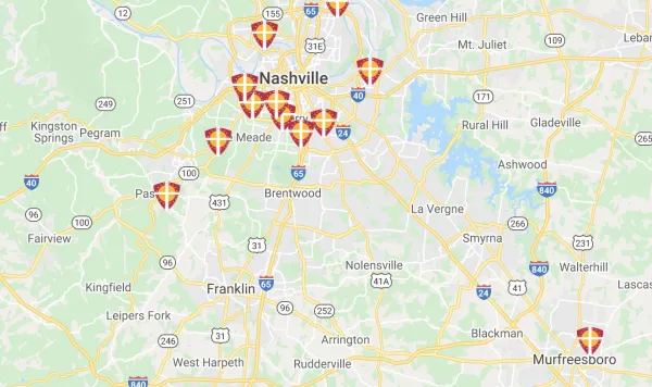 Nolensville, Tennessee, which is southeast of Nashville, will become the home of St. Michael's Academy, a regional diocesan school. To attend a Catholic school currently, families have to drive 30 minutes in either direction. Diocese of Nashville school map.