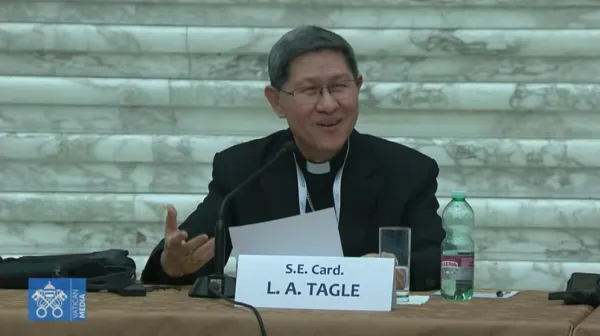 Cardinal Tagle speaks at the Vatican conference on the theology of the priesthood on Feb. 19, 2022. Screenshot from YouTube