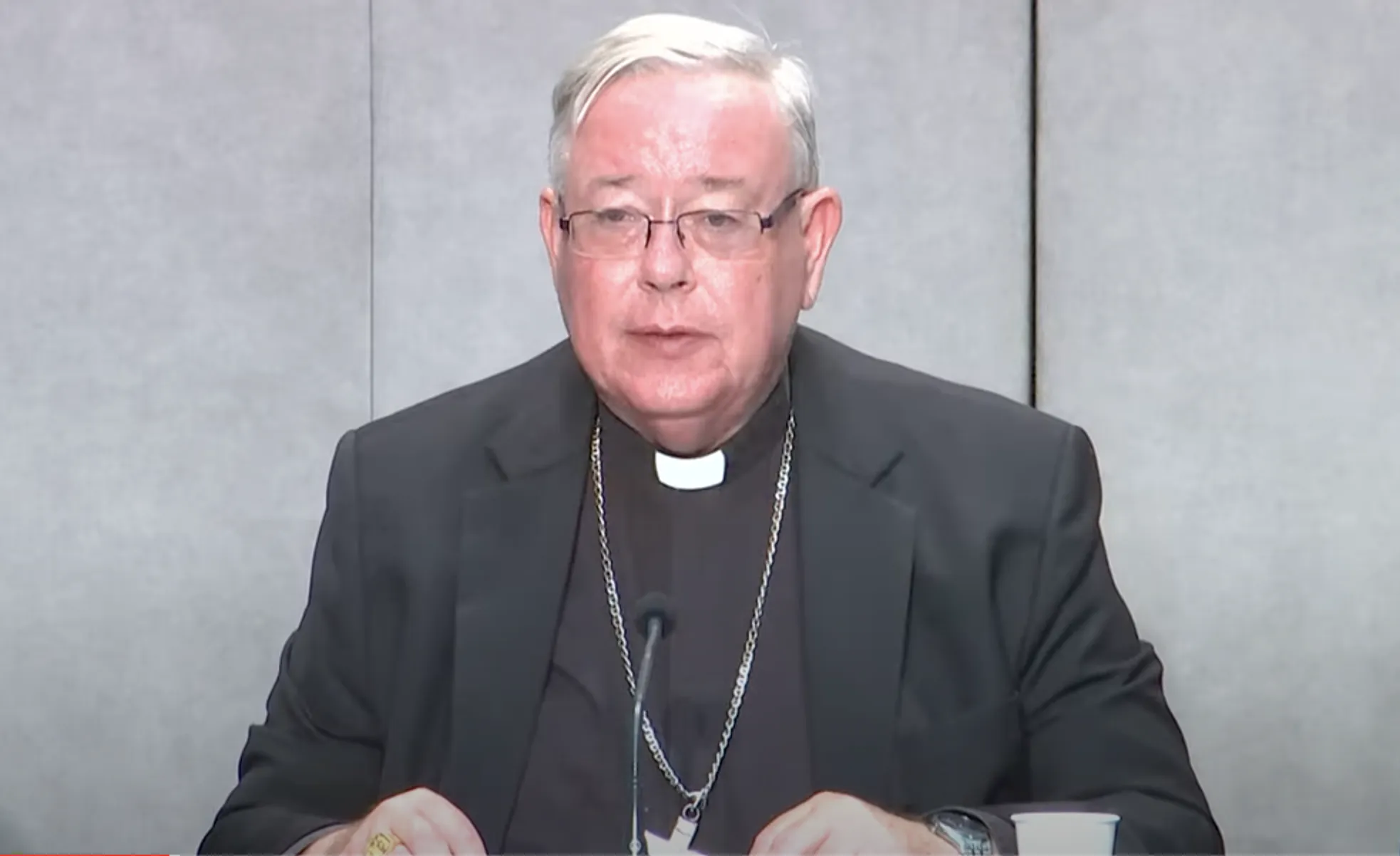 Cardinal Jean-Claude Hollerich, S.J., speaking at the press conference in the Vatican on Aug. 26, 2022.?w=200&h=150
