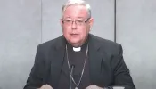 Cardinal Jean-Claude Hollerich, SJ, speaking at a press conference in the Vatican on Aug. 26, 2022.