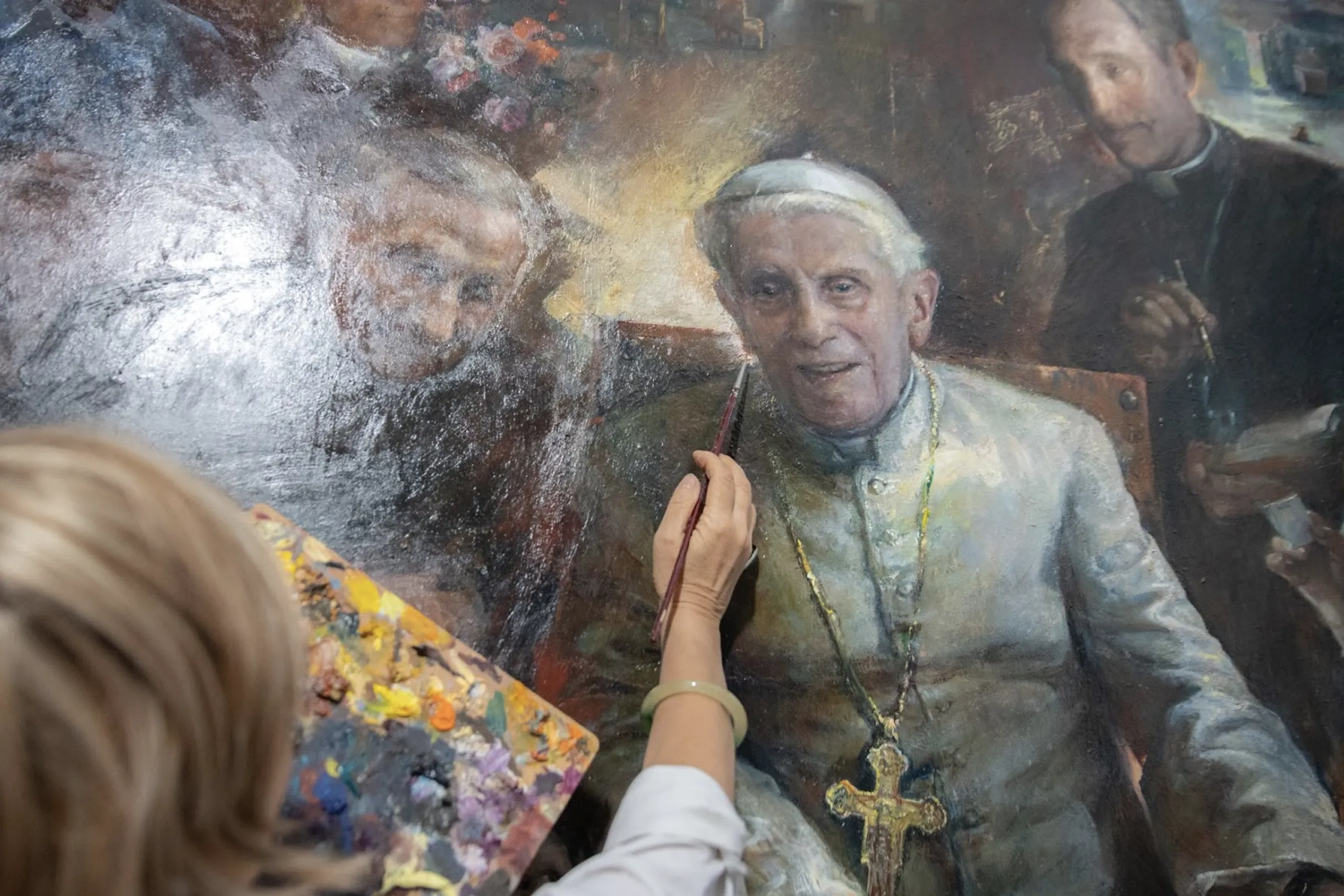 Natalia Tsarkova works on a portrait of Pope Emeritus Benedict XVI in her studio in central Rome.?w=200&h=150