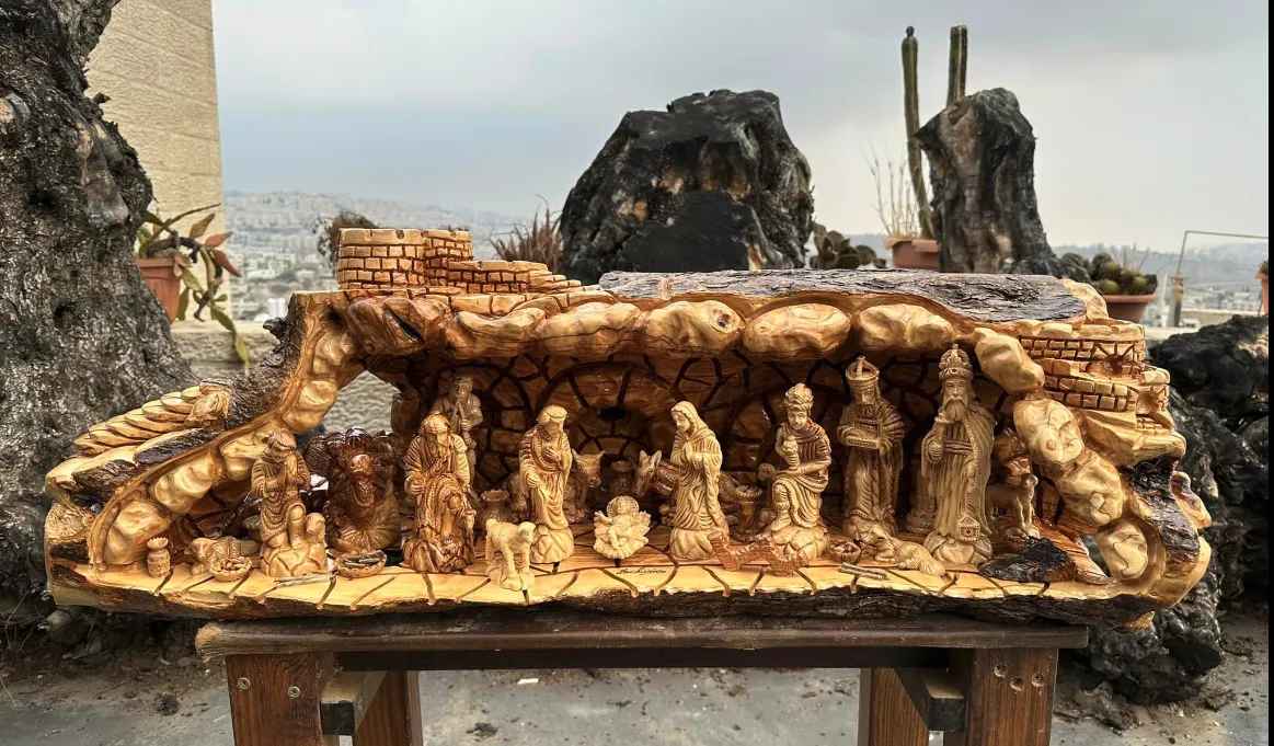 A nativity scene carved out of olive wood by the Zakharia Brothers workshop in Bethlehem.?w=200&h=150