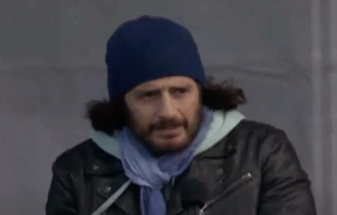 Jonathan Roumie speaks at the March for Life Rally as one of the keynote speakers. EWTN YouTube screengrab
