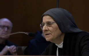 Mother Maria Grazia Angelini gave an exegesis of the New Testament for synod delegates during the general congregation on Oct. 13, 2023, in which she claimed that St. Paul “inserted himself into a ‘non-ritual’ female liturgy” when he arrived in the city of Philippi in Macedonia. Credit: Vatican Media