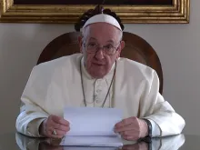 Pope Francis sends a video message to participants in Youth4Climate event in Milan, Italy, Sept. 29, 2021.