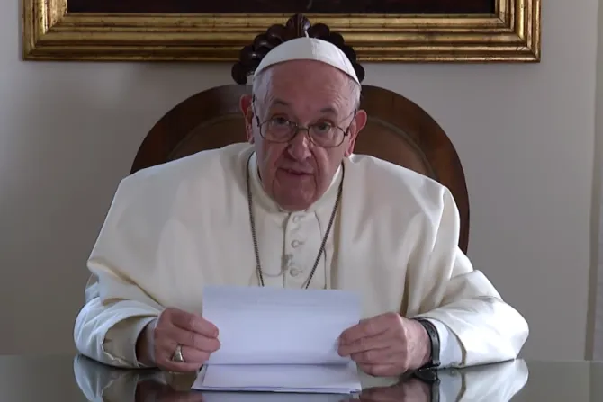Pope Francis sends a video message to participants in Youth4Climate event in Milan, Italy, Sept. 29, 2021