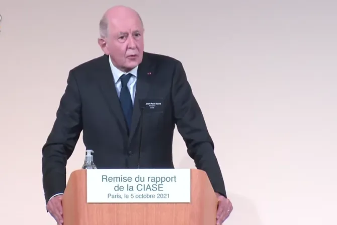 Jean-Marc Sauvé speaks at the launch of the Independent Commission on Sexual Abuse in the Church report in Paris, France, Oct. 5, 2021
