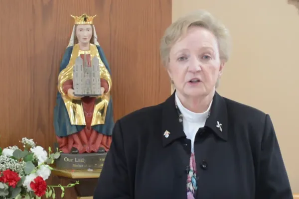 Sister Donna L. Ciangio, chancellor of the Archdiocese of Newark, gives a video address. Screenshot from Vatican News YouTube channel.