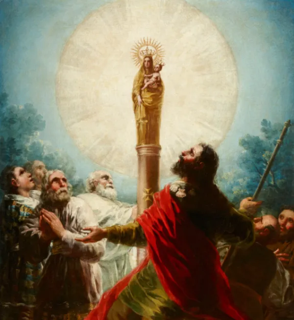 Apparition of our Lady of the Pillar by Goya. Public Domain