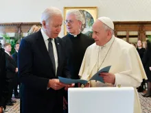Pope Francis and Joe Biden meet at the Vatican, Oct. 29, 2021.