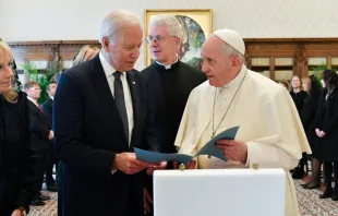 Pope Francis and Joe Biden meet at the Vatican, Oct. 29, 2021. Vatican Media.