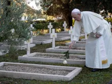 Pope Francis visits the French Military Cemetery in Rome, Nov. 2, 2021.