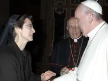Sr. Raffaella Petrini meets Pope Francis.