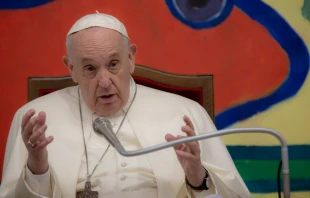 Pope Francis meets young people of the Scholas Community at Rome’s Pontifical International College Maria Mater Ecclesiae, Nov. 25, 2021. Daniel Ibáñez/CNA.
