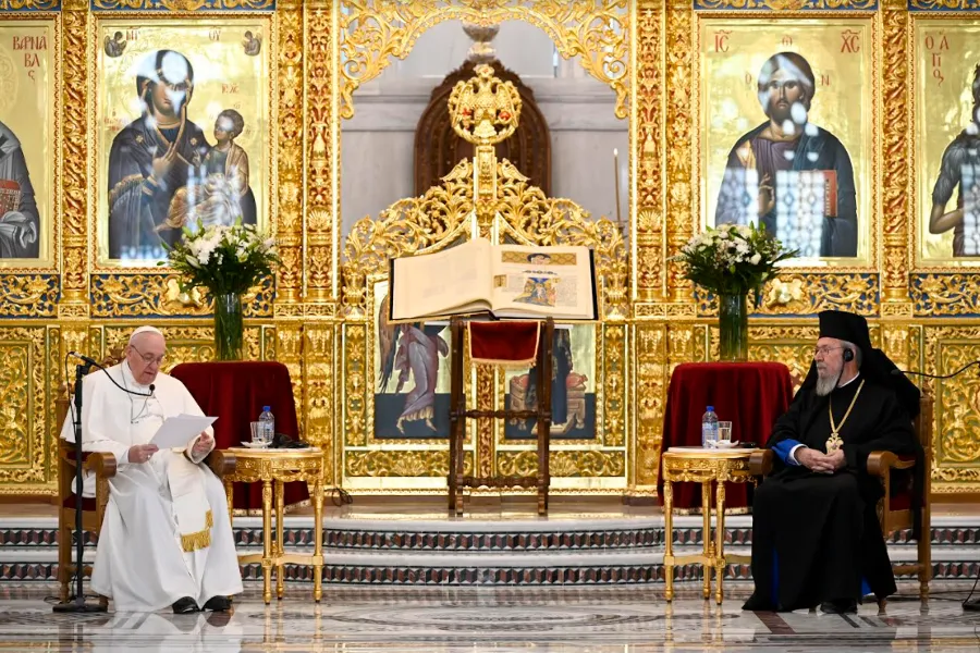 Pope Francis addresses Orthodox bishops in the Orthodox Cathedral in Nicosia, Cyprus, Dec. 3, 2021.?w=200&h=150