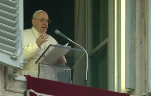 Pope Francis delivers his Angelus address overlooking St. Peter’s Square, Jan. 9, 2022. Screenshot from Vatican News YouTube channel.