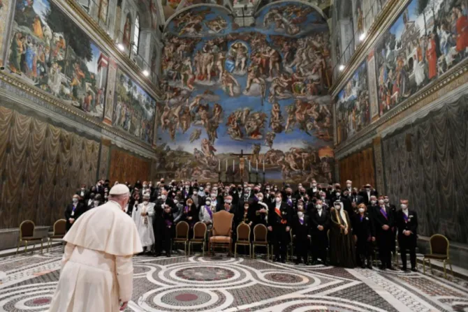 Pope Francis meets with diplomats accredited to the Holy See at the Vatican’s Hall of Blessings, Jan. 10, 2022