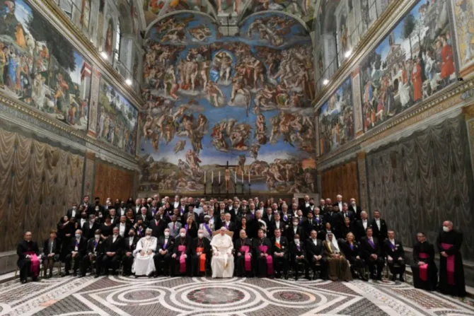 Pope Francis meets with diplomats accredited to the Holy See at the Vatican’s Hall of Blessings, Jan. 10, 2022.