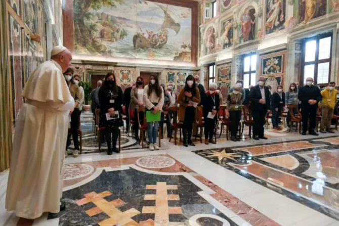 Pope Francis meets a delegation of the French Catholic Action movement at the Vatican, Jan. 13, 2021