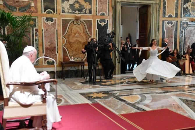 Pope Francis meets with supporters of the Casa dello Spirito e delle Arti Foundation at the Vatican, Feb. 4, 2022