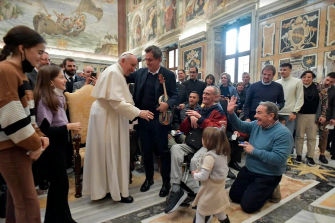 Pope Francis meets with supporters of the Casa dello Spirito e delle Arti Foundation at the Vatican, Feb. 4, 2022