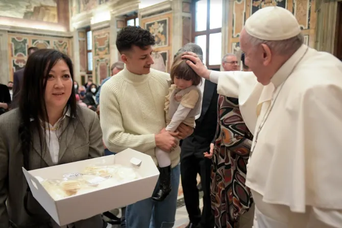 Pope Francis meets with supporters of the Casa dello Spirito e delle Arti Foundation at the Vatican, Feb. 4, 2022