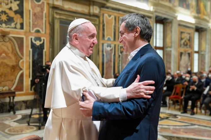 Pope Francis meets with supporters of the Casa dello Spirito e delle Arti Foundation at the Vatican’s Clementine Hall, Feb. 4, 2022