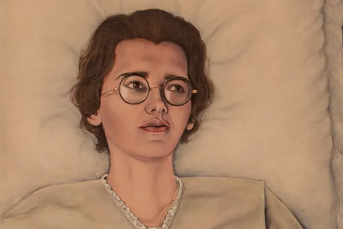 A detail from a painting of Marthe Robin (1902-1981)