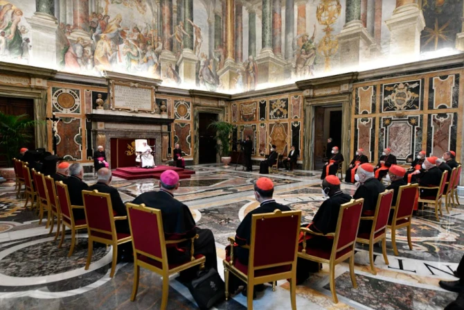 Pope Francis meets participants in the plenary assembly of the Congregation for the Eastern Churches at the Vatican’s Clementine Hall, Feb. 18, 2022
