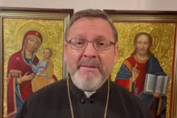 Major Archbishop Sviatoslav Shevchuk records a video message on March 14, 2022. news.ugcc.ua.