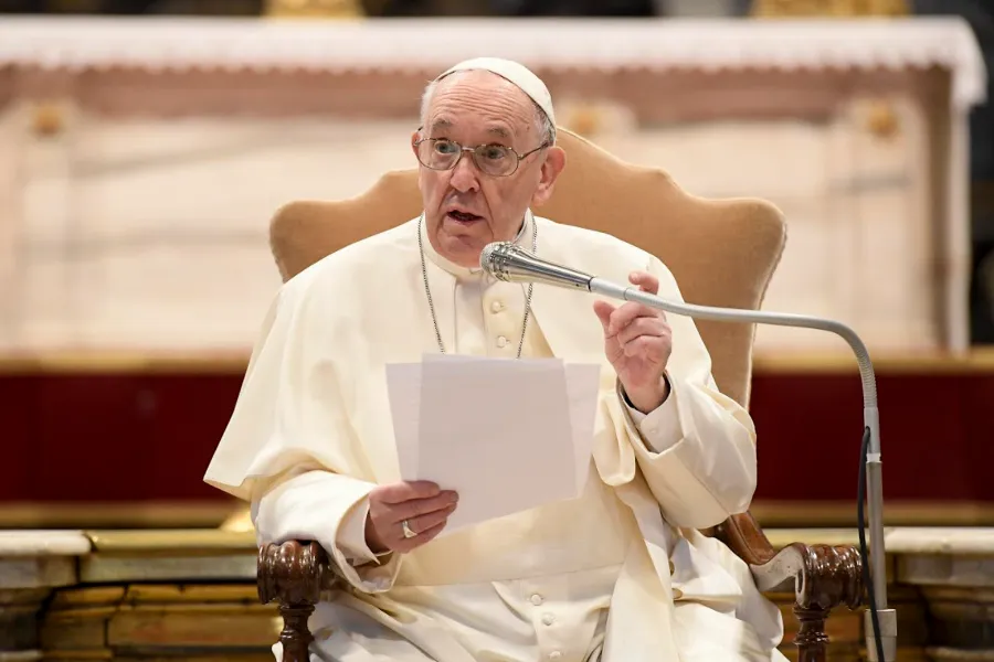 Pope Francis talks to young people in St. Peter’s Basilica on March 15, 2022.?w=200&h=150
